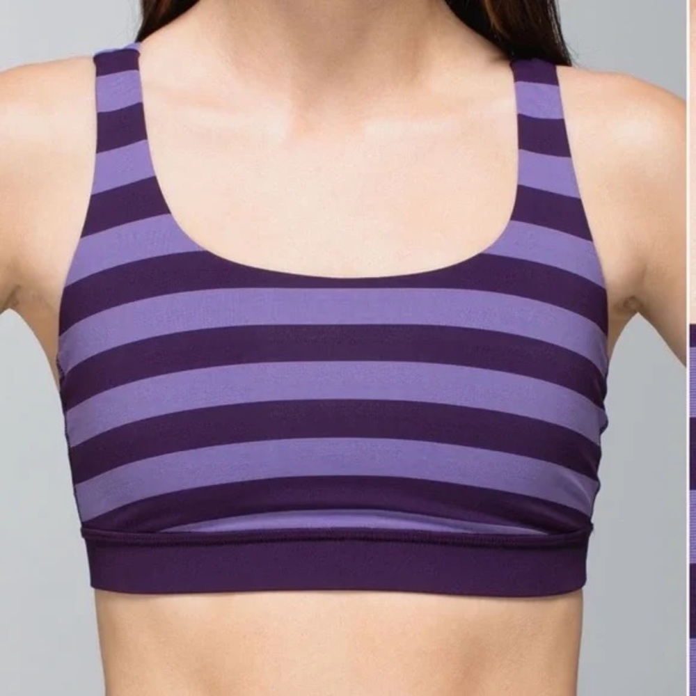 Lululemon Energy Bra Micro Macro Stripe Zinfandel Deep Zinfandel Winter Orchid